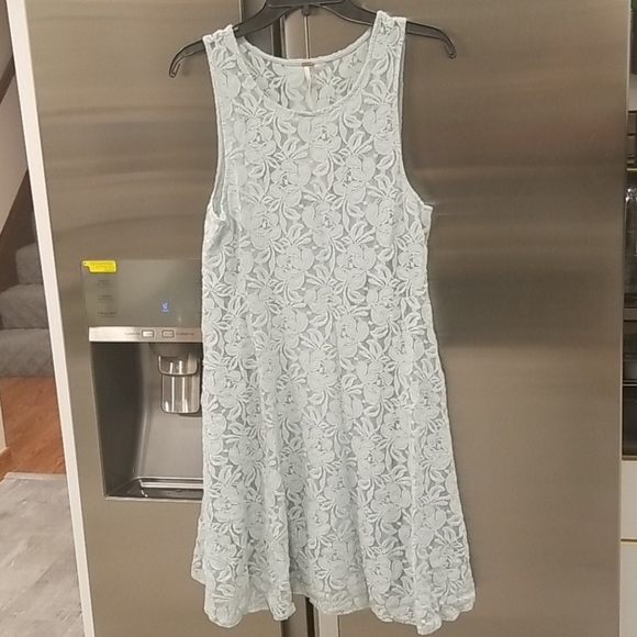 💕FREE PEOPLE💕 Miles of Lace Dress in Sky Blue - Picture 8 of 15